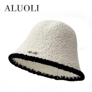 阿萝璃羊毛帽子女高级感超好看渔夫帽2025秋冬保暖洋气盆帽显脸小