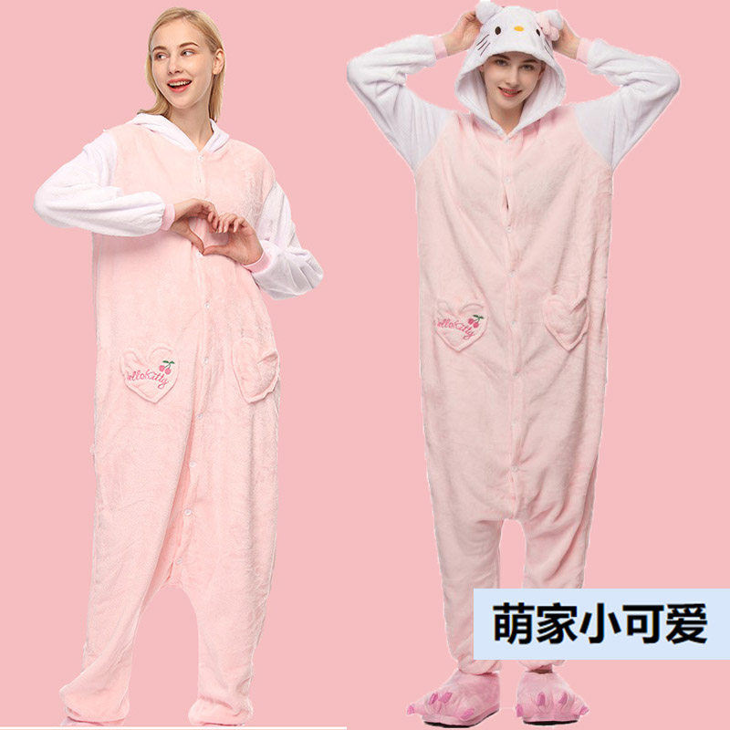 男女春秋冬天kt猫可爱学生睡衣