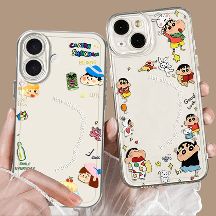 蜡笔小新相框适用苹果16手机壳iphone15透明13拍立得14plus可11Promax放12mini小卡x照片xr套xs可爱8追星7p软