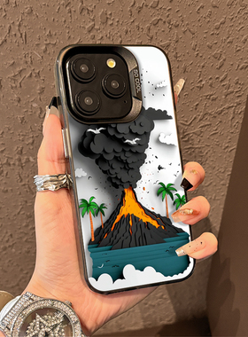 火山喷发手机壳适用iqoo15爆发z9turbo+艺13术neo9一加12s爱酷7t硬11Pro至尊R创6意10/8/1+ace5高级3v魅族21