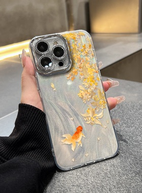 桂花锦鲤适用华为pura80手机壳mate70Pro+羽纱P/60/50艺术mate40新中式30e古风nova14高级13套12国风11女10/9