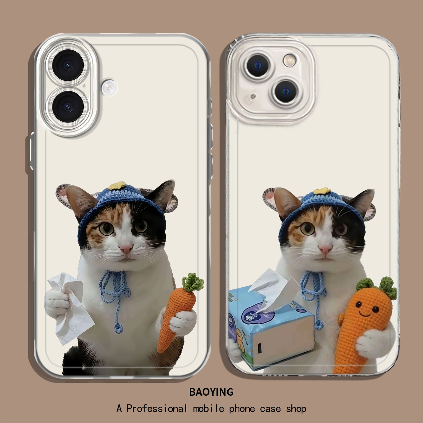 萝卜纸巾猫透明适用苹果手机壳