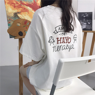 美式潮牌vintage短袖t恤女宽松ins学生原宿风chic港味半袖上衣服