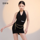 语歌菲拉丁舞服女V领练功服少儿舞裙挂脖无袖 设计感 连衣裙新款