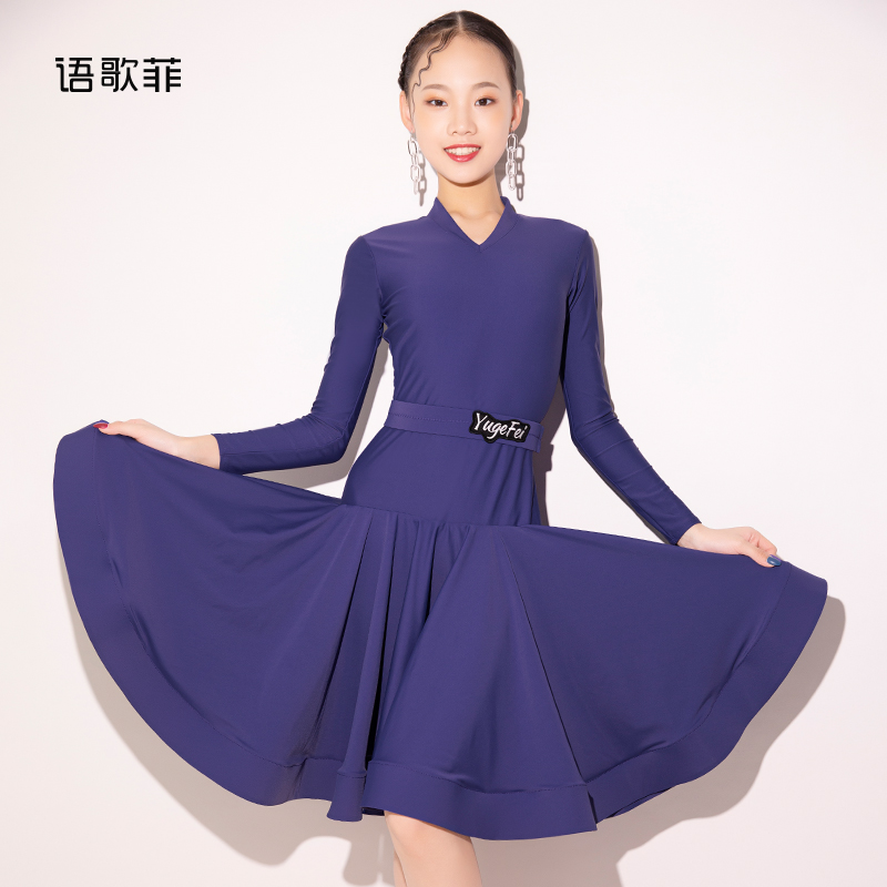 语歌菲拉丁舞比赛规定服女童连体