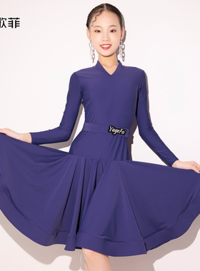 语歌菲拉丁舞比赛服专业黑池国标舞演出女儿童连体女童标准规定服