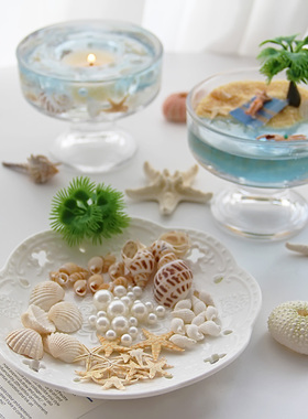 沙滩海洋DIY配饰小海星海螺贝壳珍珠泳装人椰树香薰蜡烛滴胶装饰