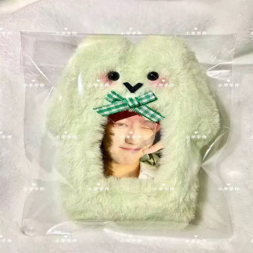 可爱毛绒青蛙卡套ins风学生爱豆展示挂件学生公交卡饭卡收纳卡套