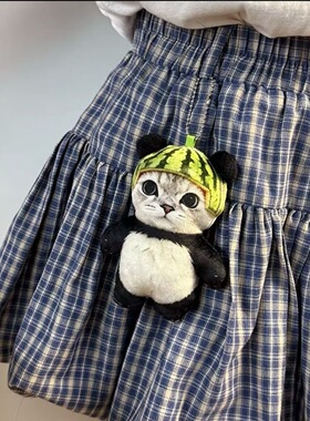 趣味西瓜熊喵喵玩偶仿真熊猫公仔学生表情包书包挂件送好朋友抱枕