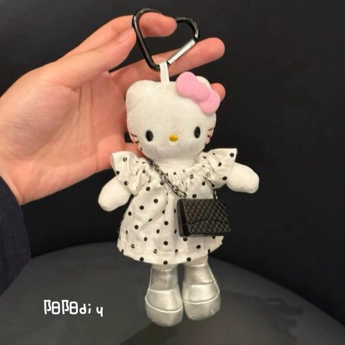 可爱波点小香风长腿kitty挂饰公仔玩偶包包挂件毛绒钥匙扣礼物