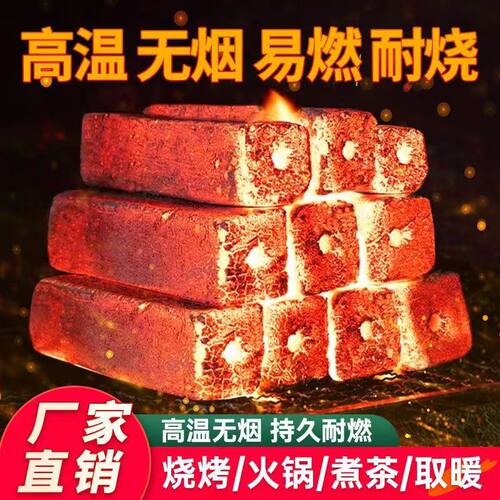 木炭烧烤碳果木炭易燃家用无烟户外烤炉速燃竹炭围炉煮茶原木炭