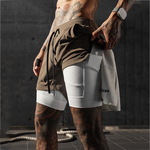 薄款锦纶高弹速干紧身五分短裤夏