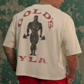 YLA联名GOLDS美式 健身锻炼上衣夏 宽松全棉男t恤街头潮流休闲短袖