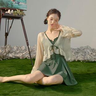 游泳衣女保守遮肚显瘦泡温泉超仙ins套长袖 新款 热销爆款