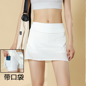 网球裙女假两件防走光跑步羽毛球A字健身运动瑜伽短裙百褶裙