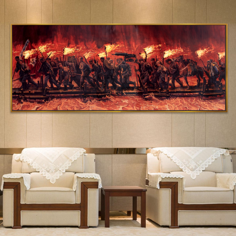 四渡赤水出奇兵红军长征革命抗日战争油画办公室装饰画展厅壁画