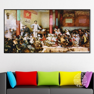 古田会议革命战争油画办公室装饰画展厅会议室壁画走廊墙画W864