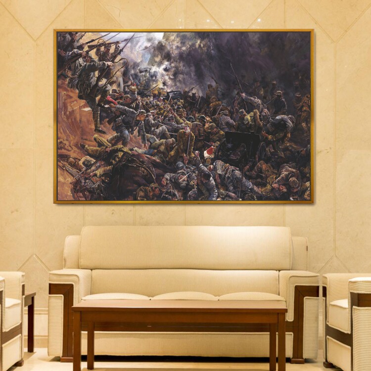 平型关大捷红军长征革命抗日战争油画办公室装饰画展厅会议室壁画