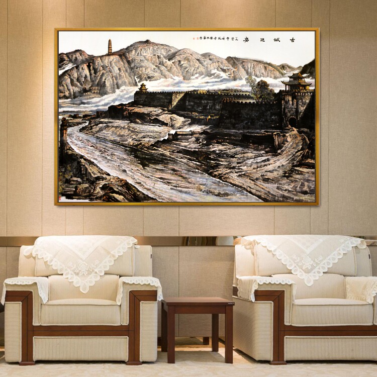 古城延安红军长征革命抗日战争油画办公室装饰画展厅会议室壁画