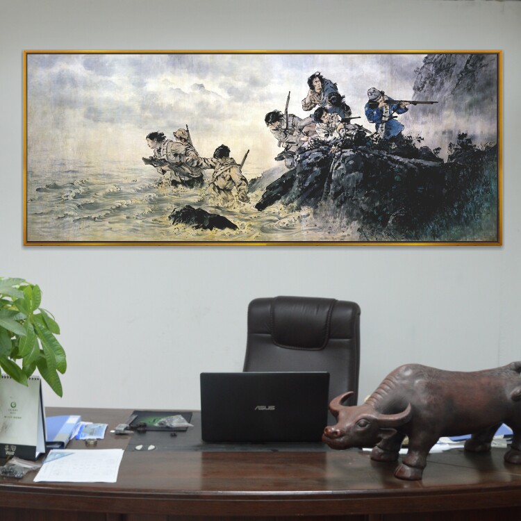 八女投江红军长征革命抗日战争油画办公室装饰画展厅会议室壁画