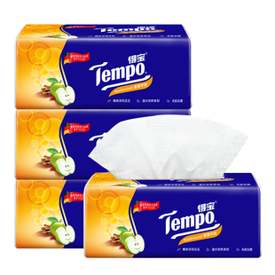 得宝抽纸苹果木味纸巾4层家庭餐巾纸洗面巾有香纸家用实惠装4包