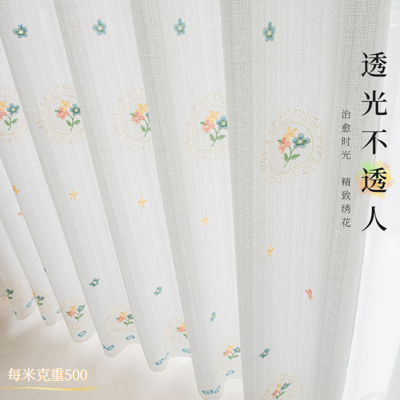 透光不透人飘窗卧室绣花
