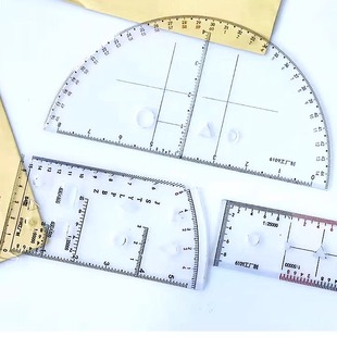 战凯配小指挥尺三件套 半圆小指挥尺坐标尺 密位尺图上作业尺
