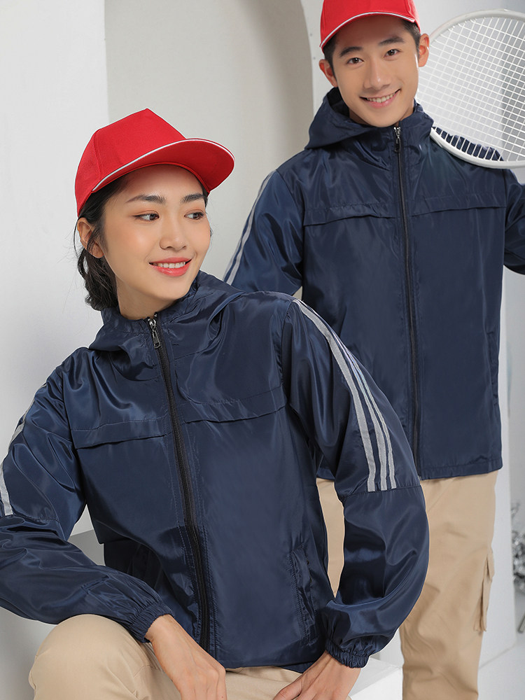 AUTUMN AND WINTER REFLECTIVE STRIP WINDBREAKER ZIPPER JACKET CUSTOM OVERALLS WINDPROOF AND WATERPROOF JACKET OVERALLS UNIFORMS PRINTED LOGO