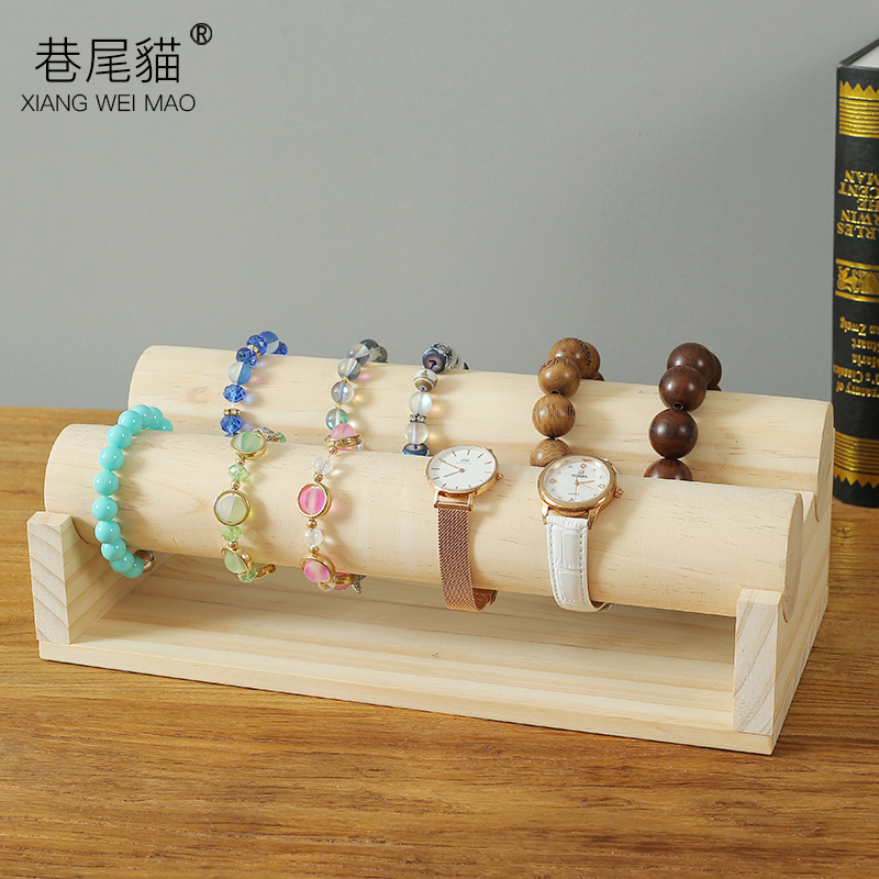 实木亚克力挂手镯展示架收纳手串架首饰架子摆放手链手表陈列道具