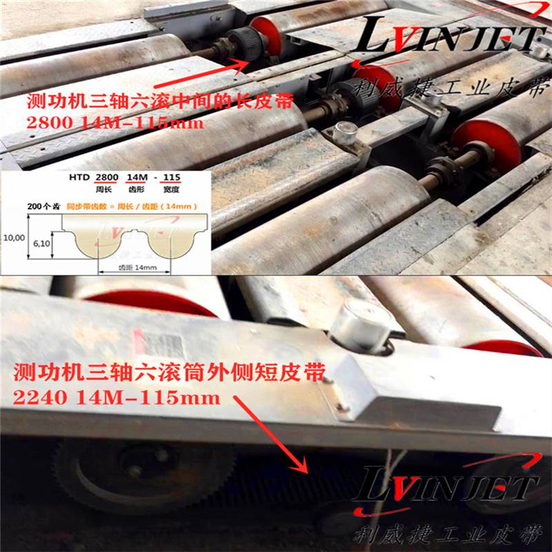 康士伯/安车测功机三轴六滚筒传动皮带HTD 2240/2800 14M-115mm宽