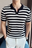 夏季男士PLO衫针织衫V领时尚设计拼色上衣男短袖1235-P55，男装Polo衫，星座1606