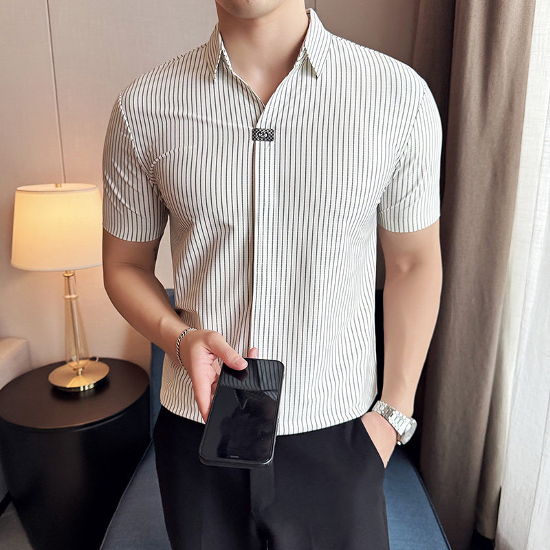 夏季薄款男士PLO衫冰丝无痕条纹上衣PL02-P65,男装Polo衫,星座1606