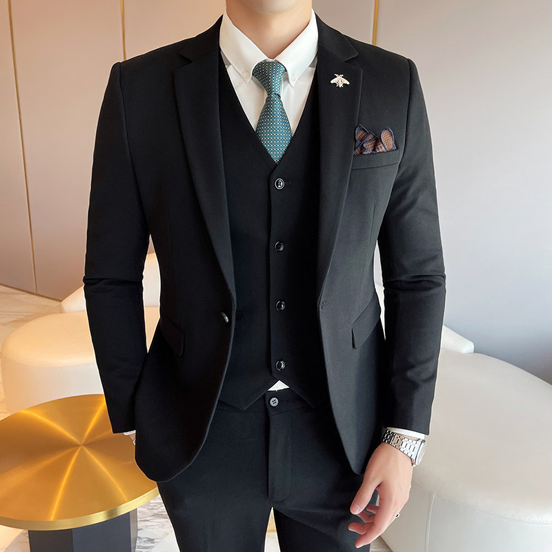 2024秋冬新款韩版修身商务西装三件套1606-8801-P235,男装西服套装,星座1606