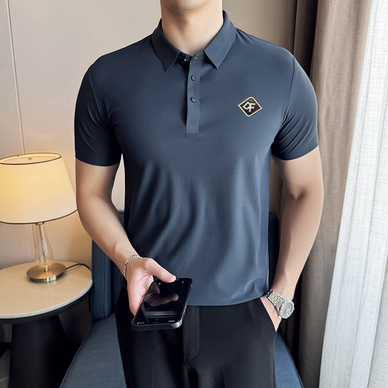 夏季男士PLO衫冰丝无痕刺绣高弹力上衣男短袖2202-P58,男装Polo衫,星座1606