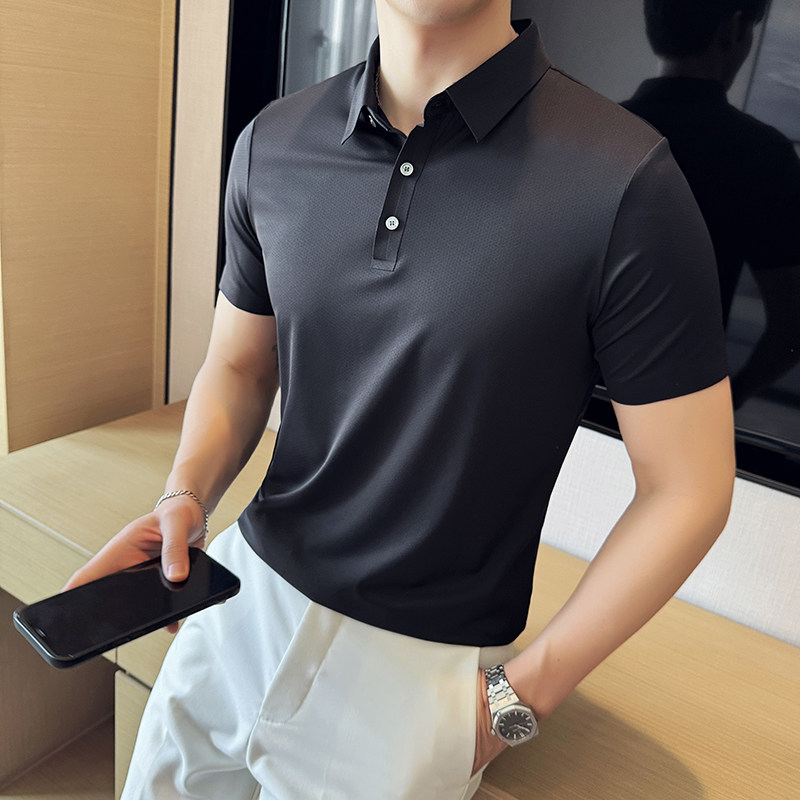 华夫格冰丝无痕PLO衫高弹上衣男短袖2809-P58,男装Polo衫,星座1606