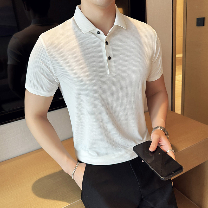 柏林格冰丝无痕高弹薄款PLO衫上衣男短袖8821-P58,男装Polo衫,星座1606