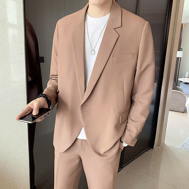 宽松休闲垂感男士西服两件套1606 -1606- P205图片