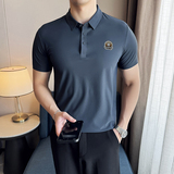 夏季男士PLO衫冰丝无痕刺绣高弹力上衣男短袖2203-P58，男装Polo衫，星座1606