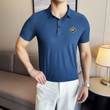 夏季男士PLO衫冰丝无痕刺绣高弹力上衣男短袖2202-P58，男装Polo衫，星座1606