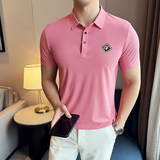夏季男士PLO衫冰丝无痕刺绣高弹力上衣男短袖2202-P58，男装Polo衫，星座1606