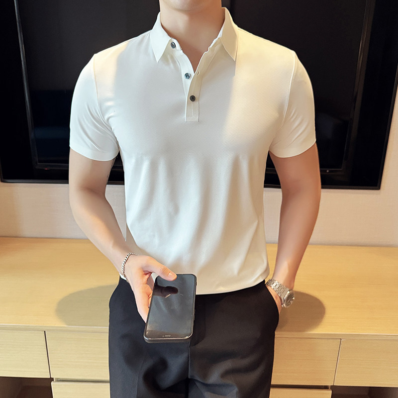 华夫格冰丝无痕PLO衫高弹上衣男短袖2809-P58,男装Polo衫,星座1606