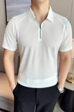 华夫格冰丝无痕PLO衫拉链上衣男短袖2818-P63，男装Polo衫，星座1606