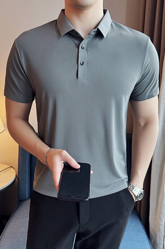柏林格冰丝无痕高弹薄款PLO衫上衣男短袖8821-P58,男装Polo衫,星座1606