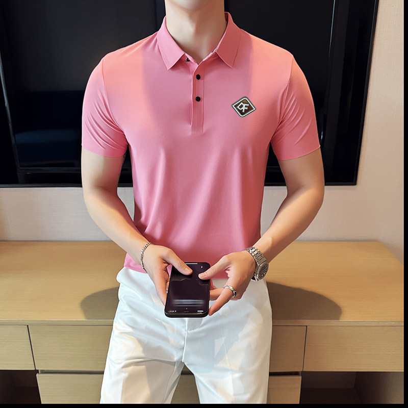 夏季男士PLO衫冰丝无痕刺绣高弹力上衣男短袖2202-P58,男装Polo衫,星座1606