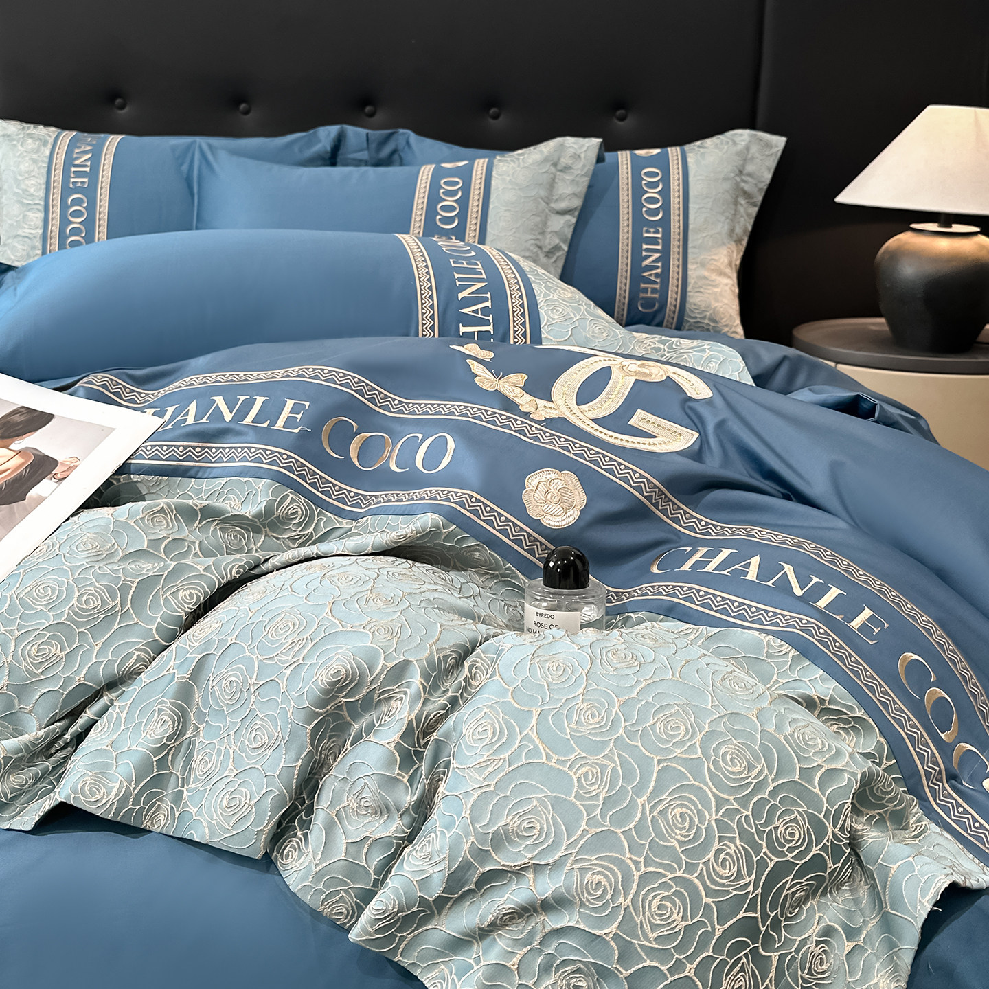 本罗兰家纺A类180支长绒棉全棉四件套轻奢纯棉被套床上用品床笠