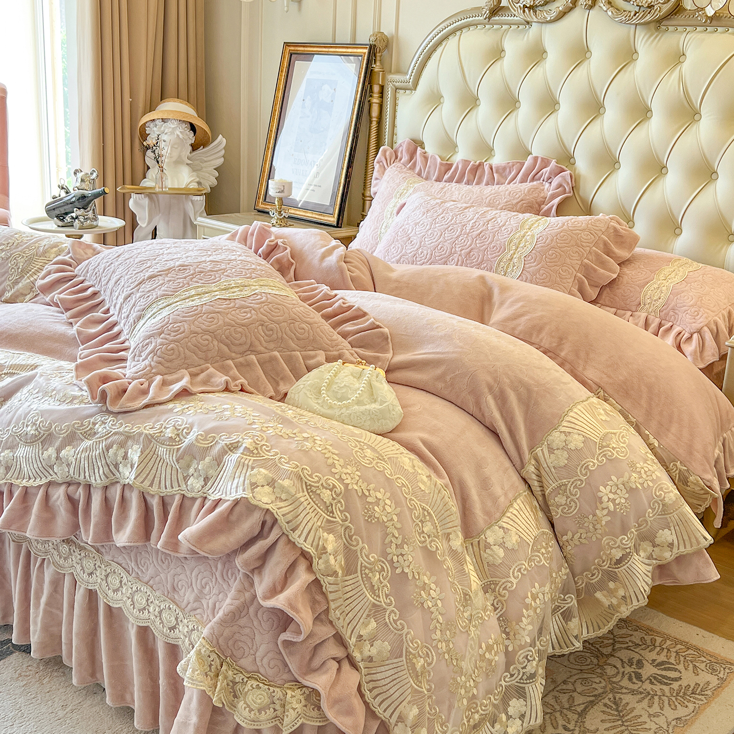 法式加绒冬季雕花牛奶绒四件套