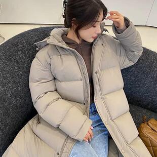 Tna鹅绒服25新款韩版羽绒服女防寒长款过膝加厚保暖连帽情侣冬装