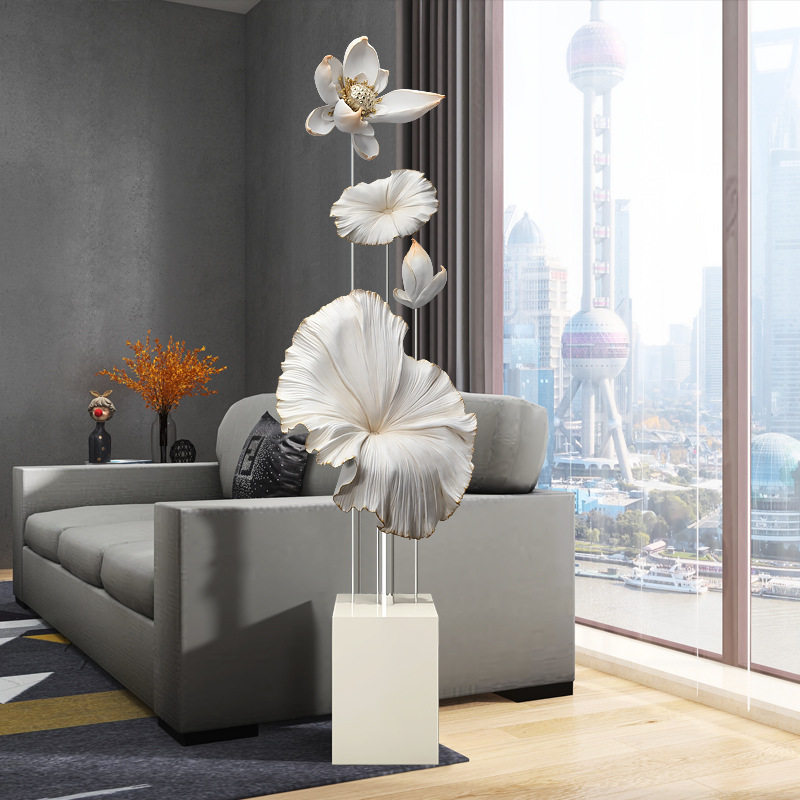 创意荷叶客厅摆件大型落地电视柜旁玄关办公室装饰品乔迁新居礼品