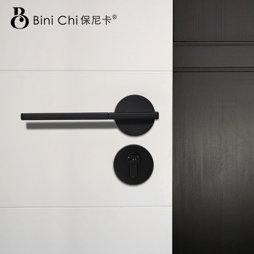 磁吸黑色卧室通用型房门锁