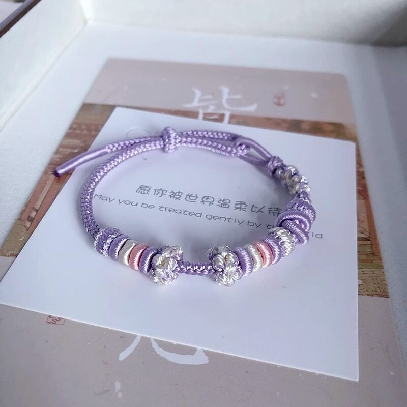 紫色手工手链设计百搭编织简约